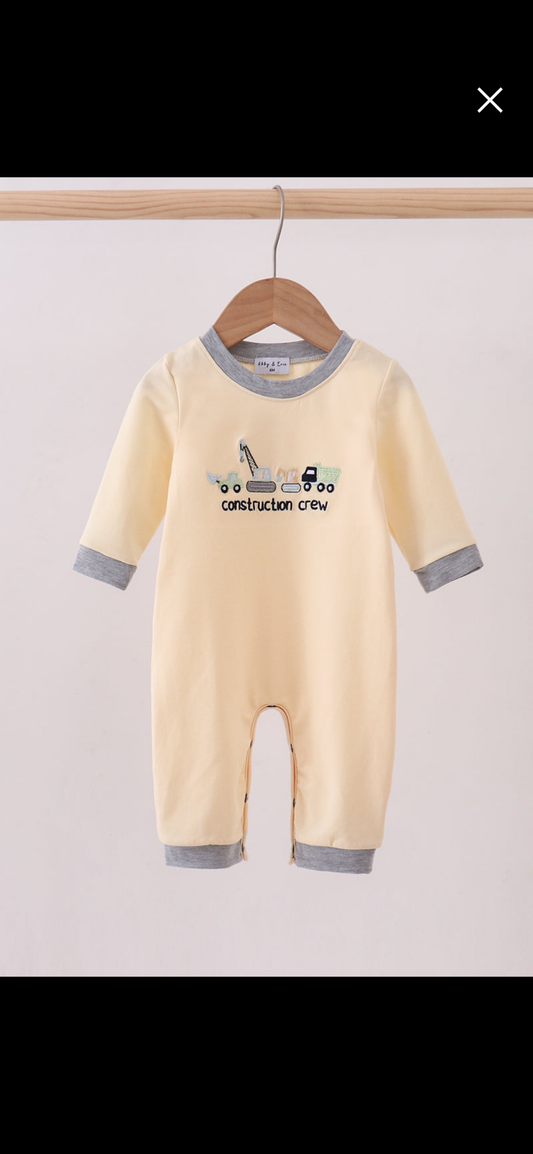 Beige construction embroidery romper