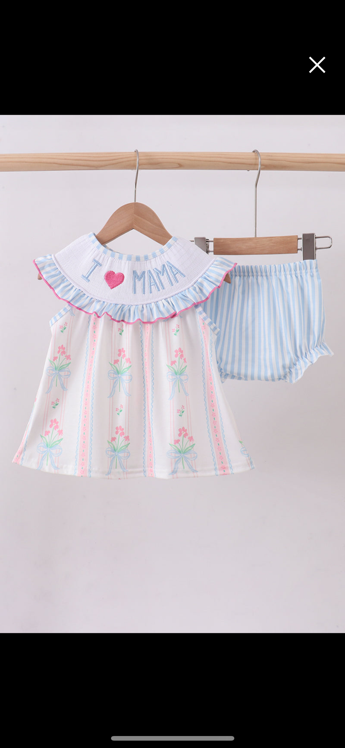 Blue Floral smocked ruffle dress